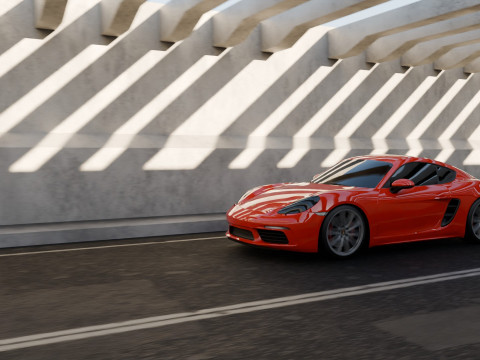 Animasi Adegan Porsche 718 Cayman S Model 3D