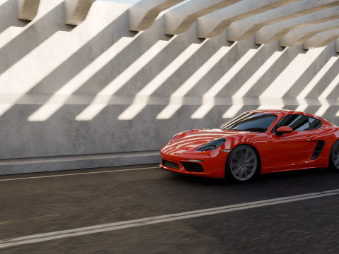 Animasi Adegan Porsche 718 Cayman S Model 3D