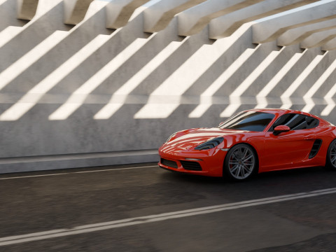 Animasi Adegan Porsche 718 Cayman S Model 3D