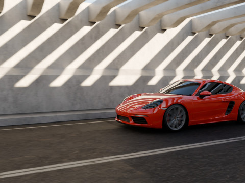 Animasi Adegan Porsche 718 Cayman S Model 3D