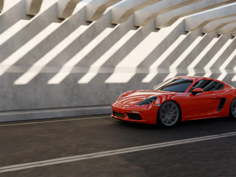Porsche 718 Cayman S Scene Animation 3D Model