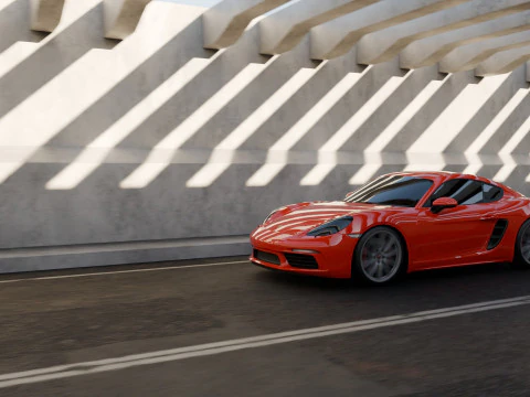 Porsche 718 Cayman S Scene Animation 3D Model