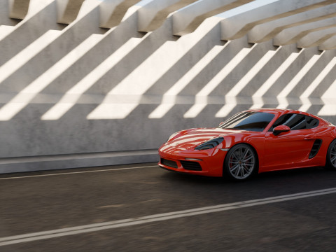 Animasi Adegan Porsche 718 Cayman S Model 3D