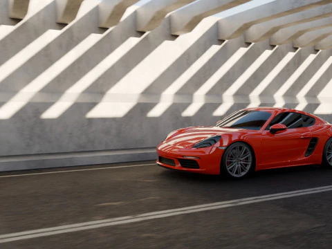 Porsche 718 Cayman S Scene Animation 3D Model