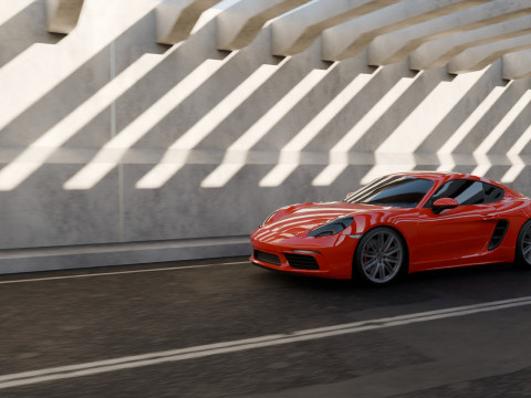 Animasi Adegan Porsche 718 Cayman S Model 3D