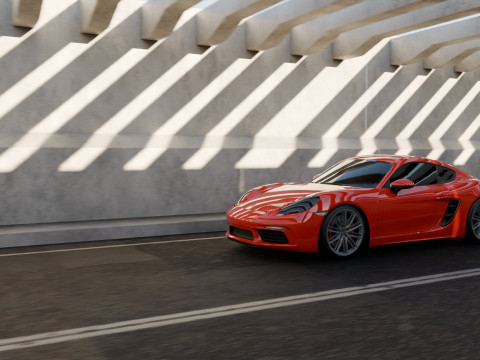 Animasi Adegan Porsche 718 Cayman S Model 3D