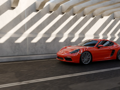 Animasi Adegan Porsche 718 Cayman S Model 3D