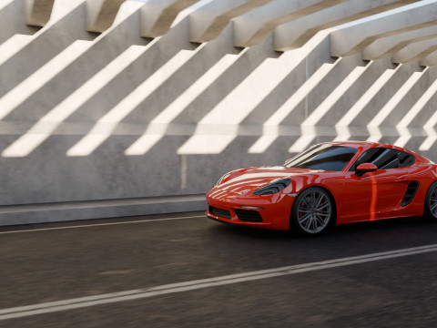Animasi Adegan Porsche 718 Cayman S Model 3D