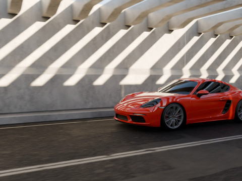 Animasi Adegan Porsche 718 Cayman S Model 3D