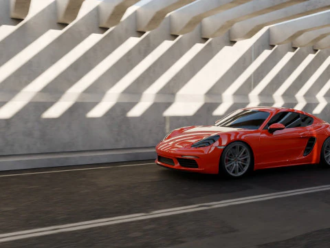 Porsche 718 Cayman S Scene Animation 3D Model