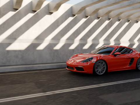 Animasi Adegan Porsche 718 Cayman S Model 3D