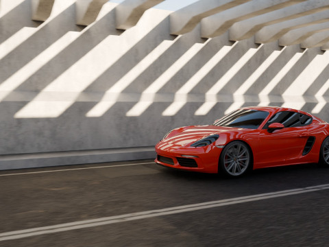 Animasi Adegan Porsche 718 Cayman S Model 3D