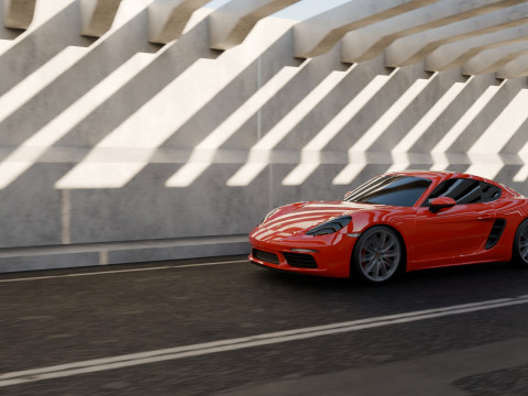Animasi Adegan Porsche 718 Cayman S Model 3D