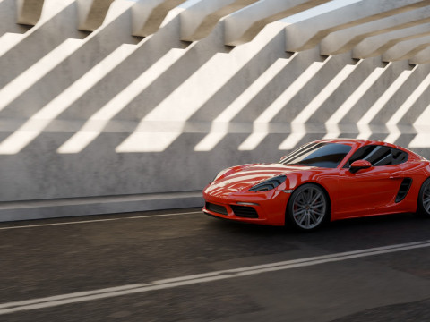 Animasi Adegan Porsche 718 Cayman S Model 3D