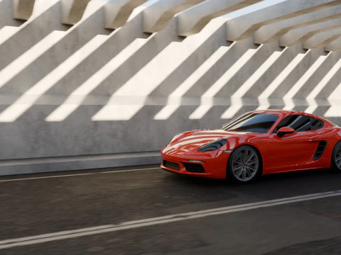 Porsche 718 Cayman S Scene Animation 3D Model