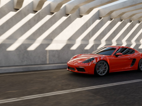 Animasi Adegan Porsche 718 Cayman S Model 3D