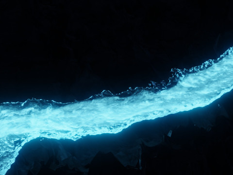 光る川のアニメーション 3Dモデル