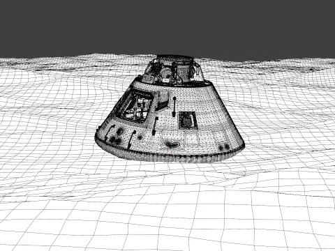 Animated Apollo Capsule Floating In The Ocean 3D Model