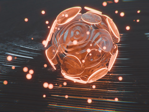 चमक कणों एनीमेशन के साथ सार वस्तु 3D मॉडल