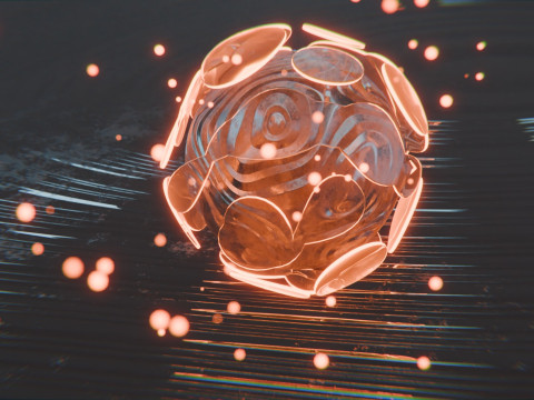 चमक कणों एनीमेशन के साथ सार वस्तु 3D मॉडल