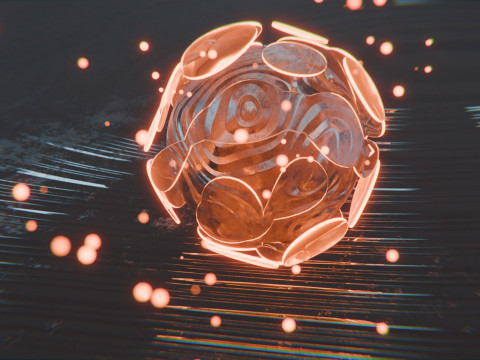 चमक कणों एनीमेशन के साथ सार वस्तु 3D मॉडल