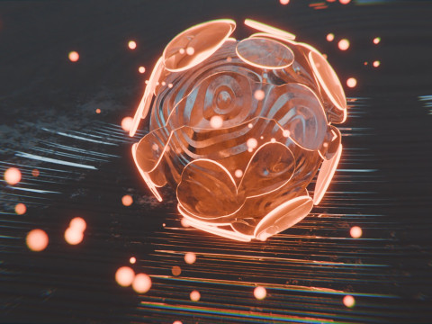 चमक कणों एनीमेशन के साथ सार वस्तु 3D मॉडल