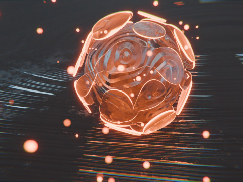 चमक कणों एनीमेशन के साथ सार वस्तु 3D मॉडल