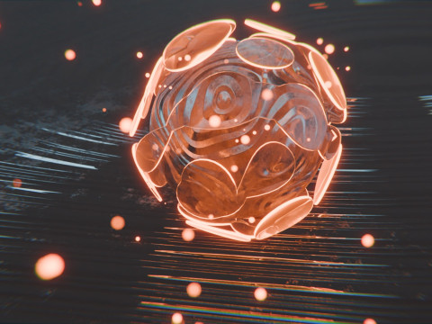 चमक कणों एनीमेशन के साथ सार वस्तु 3D मॉडल