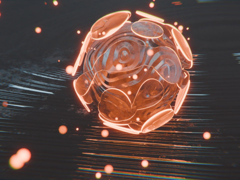 चमक कणों एनीमेशन के साथ सार वस्तु 3D मॉडल