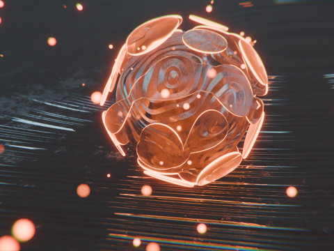 चमक कणों एनीमेशन के साथ सार वस्तु 3D मॉडल