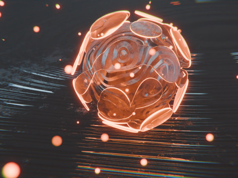 चमक कणों एनीमेशन के साथ सार वस्तु 3D मॉडल