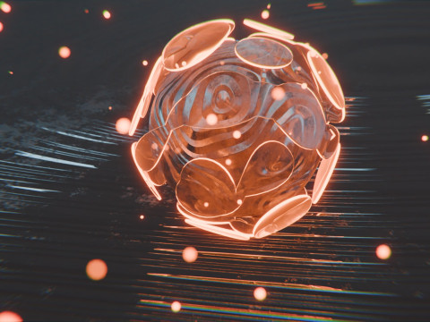 चमक कणों एनीमेशन के साथ सार वस्तु 3D मॉडल