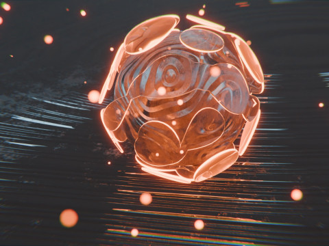 चमक कणों एनीमेशन के साथ सार वस्तु 3D मॉडल