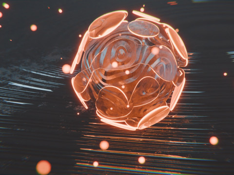 चमक कणों एनीमेशन के साथ सार वस्तु 3D मॉडल