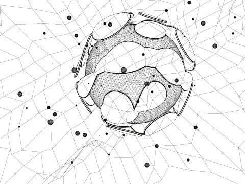 चमक कणों एनीमेशन के साथ सार वस्तु 3D मॉडल