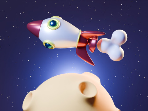 Animation Of A Rocket Traveling On A Planet 3D Model