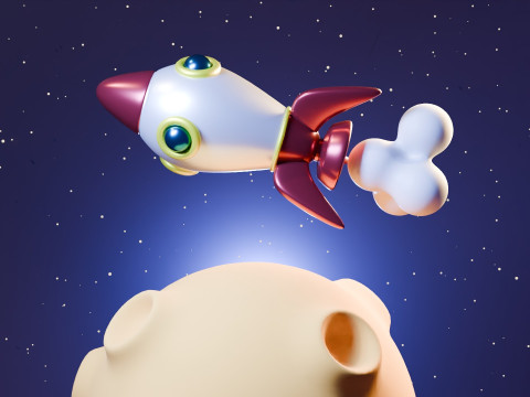 Animation Of A Rocket Traveling On A Planet 3D Model
