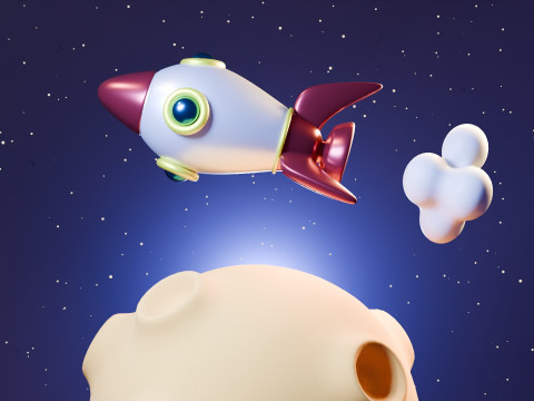 Animation Of A Rocket Traveling On A Planet 3D Model