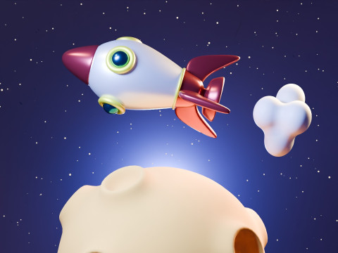 Animation Of A Rocket Traveling On A Planet 3D Model