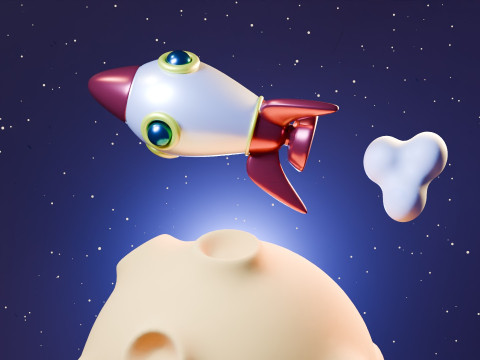 Animation Of A Rocket Traveling On A Planet 3D Model