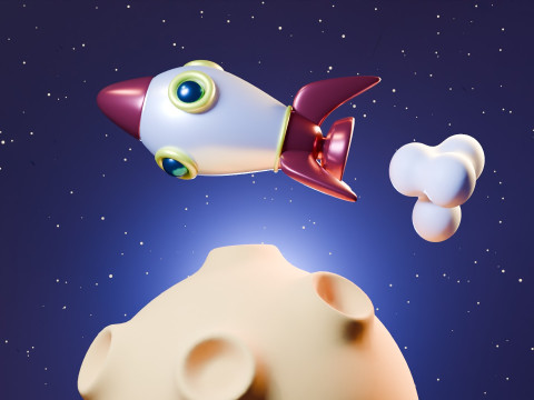 Animation Of A Rocket Traveling On A Planet 3D Model