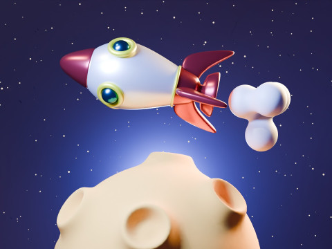 Animation Of A Rocket Traveling On A Planet 3D Model