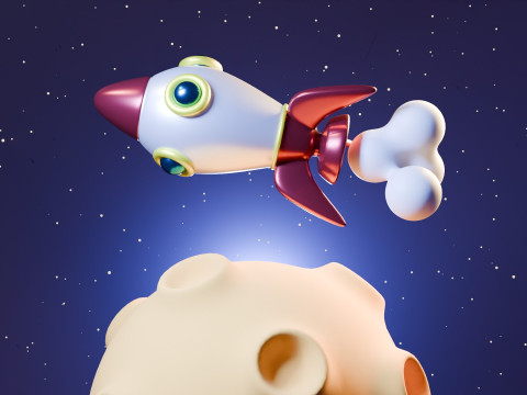 Animation Of A Rocket Traveling On A Planet 3D Model
