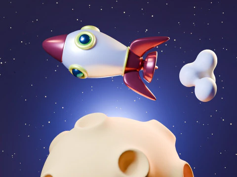 Animazione Di Un Razzo In Viaggio Su Un Pianeta Modello 3D