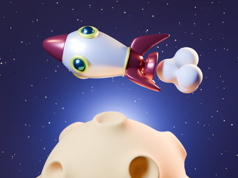Animation Of A Rocket Traveling On A Planet 3D Model