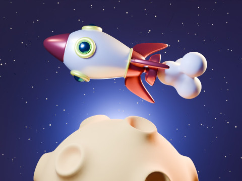 Animation Of A Rocket Traveling On A Planet 3D Model
