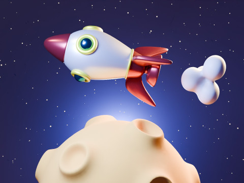 Animation Of A Rocket Traveling On A Planet 3D Model