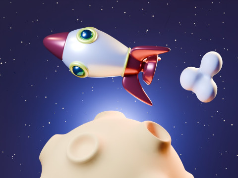 Animation Of A Rocket Traveling On A Planet 3D Model