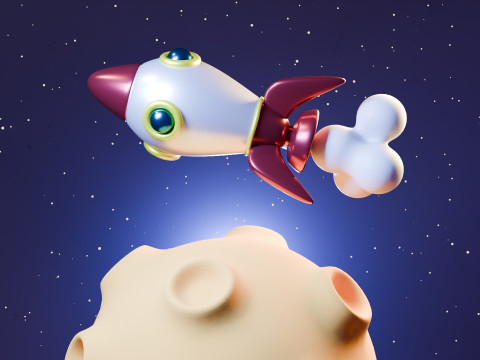 Animation Of A Rocket Traveling On A Planet 3D Model
