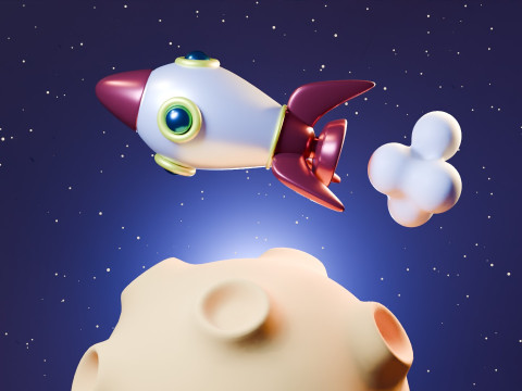 Animation Of A Rocket Traveling On A Planet 3D Model
